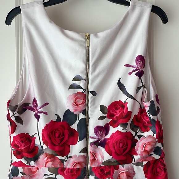 Premier Amour White, Pink & Red Floral Sleeveless Dress Size 14 - Picture 4 of 11